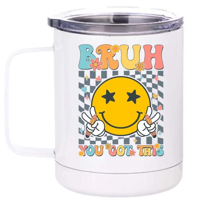 You Got This Testing Day Groovy Motivational Teacher Student Front & Back 12oz Stainless Steel Tumbler Cup