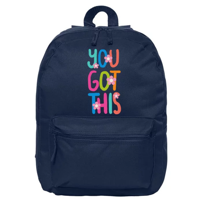 You Got This Colorful Floral Motivational Quote 16 in Basic Backpack