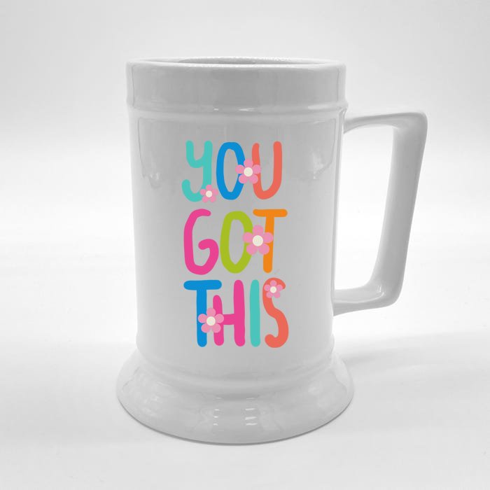 You Got This Colorful Floral Motivational Quote Front & Back Beer Stein