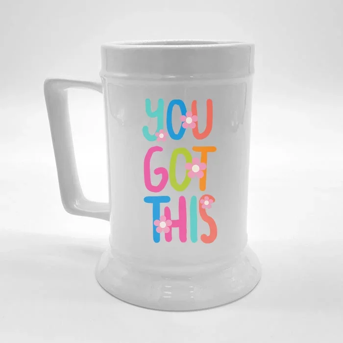 You Got This Colorful Floral Motivational Quote Front & Back Beer Stein