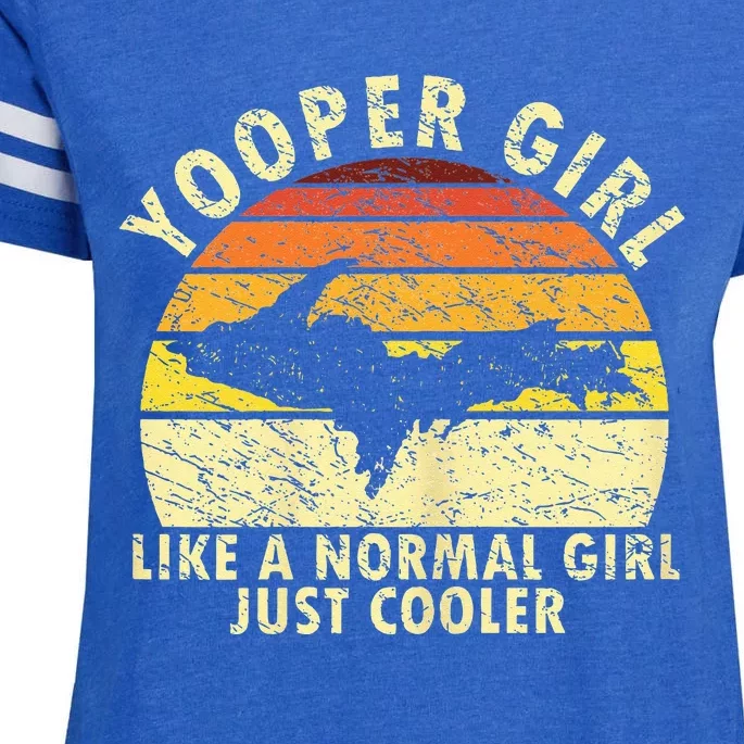 Yooper Girl Upper Peninsula Retro Upper Michigan Enza Ladies Jersey Football T-Shirt