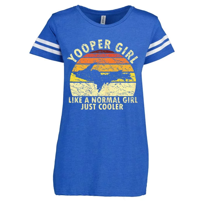 Yooper Girl Upper Peninsula Retro Upper Michigan Enza Ladies Jersey Football T-Shirt