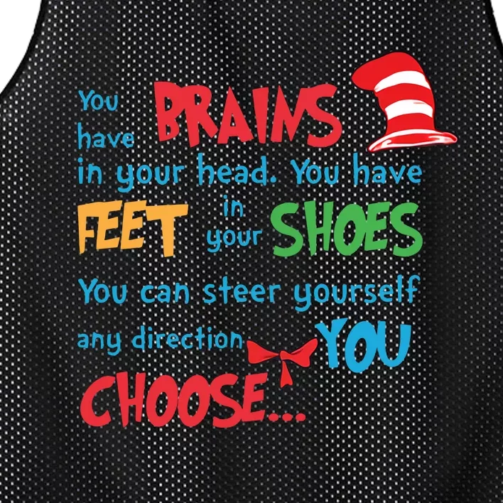 You Have Brains In Your Head Reading Day Teacher Life Teaching School Student Mesh Reversible Basketball Jersey Tank