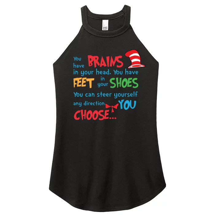 You Have Brains In Your Head Reading Day Teacher Life Teaching School Student Women’s Perfect Tri Rocker Tank