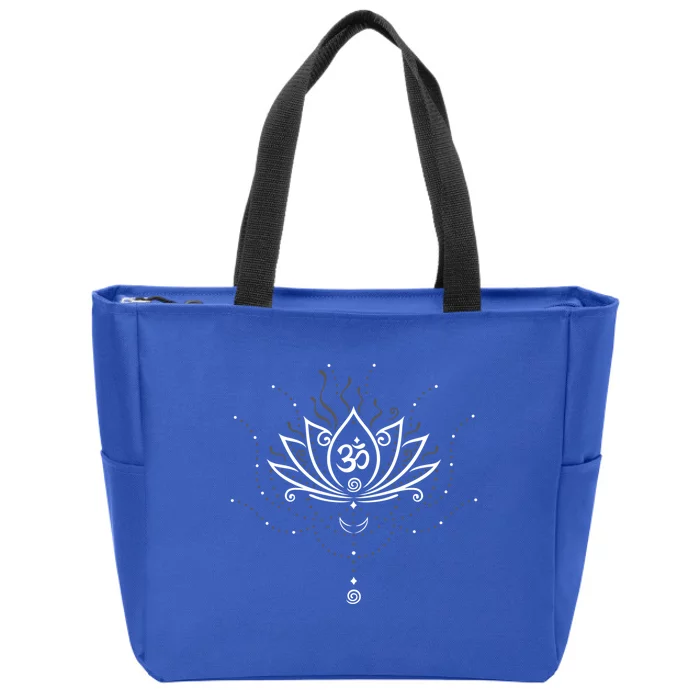 Yoga Harmony Great Gift Lotus Flower With Moon And Om Symbol Gift Zip Tote Bag