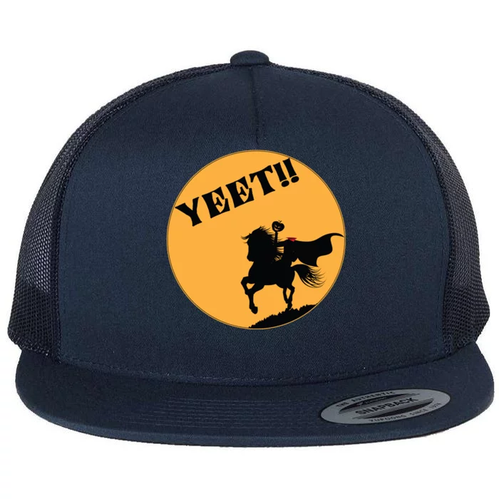 YEET!! Headless Horseman Funny Halloween Flat Bill Trucker Hat