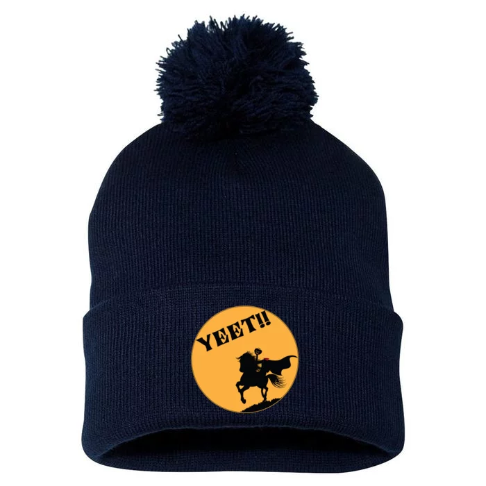 YEET!! Headless Horseman Funny Halloween Pom Pom 12in Knit Beanie