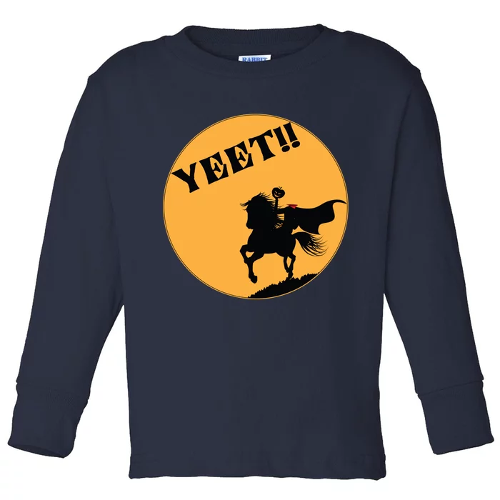 YEET!! Headless Horseman Funny Halloween Toddler Long Sleeve Shirt