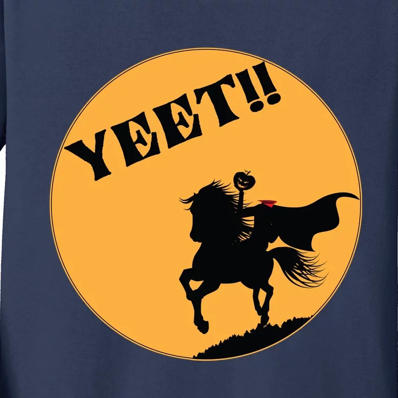 YEET!! Headless Horseman Funny Halloween Kids Long Sleeve Shirt