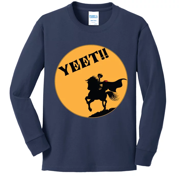 YEET!! Headless Horseman Funny Halloween Kids Long Sleeve Shirt