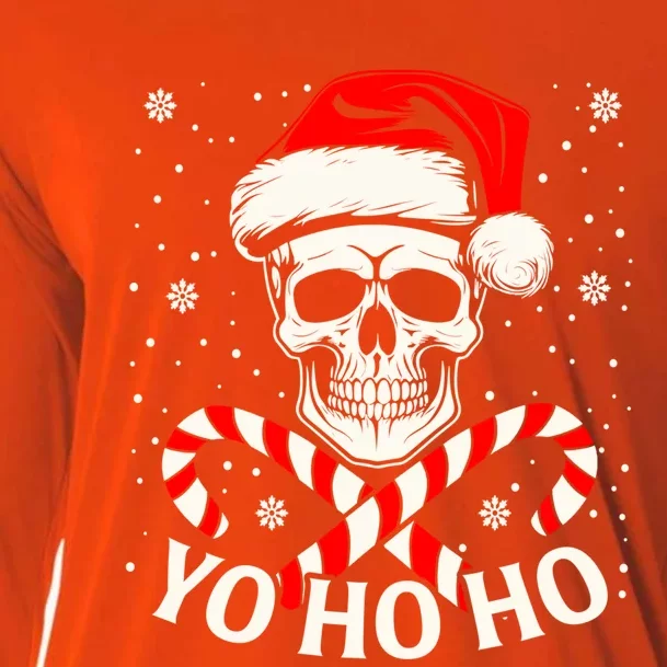 Yo Ho Ho Christmas Skull And Crossbones Pirate Xmas Season Gift Cooling Performance Long Sleeve Crew