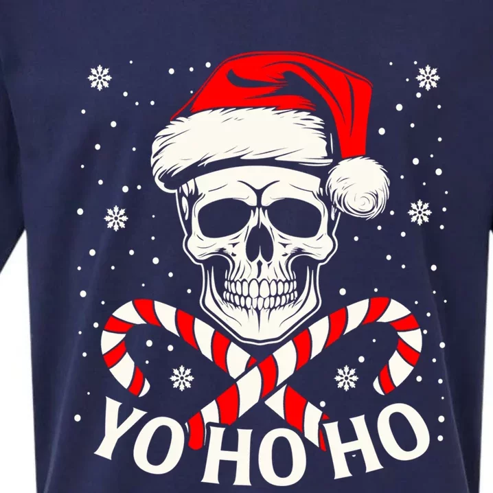 Yo Ho Ho Christmas Skull And Crossbones Pirate Xmas Season Gift Sueded Cloud Jersey T-Shirt