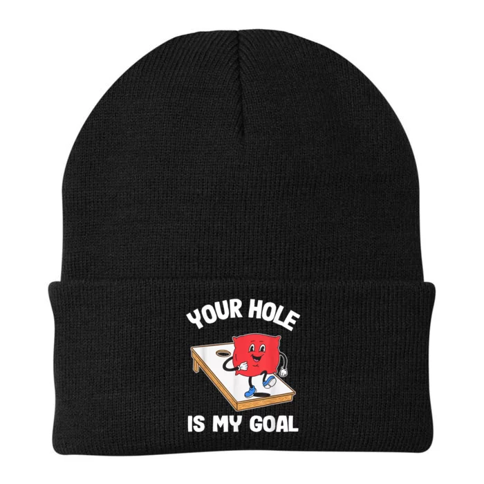 Your Hole Is My Goal Corn Hole Bean Bag Sarcastic Cornhole Knit Cap Winter Beanie