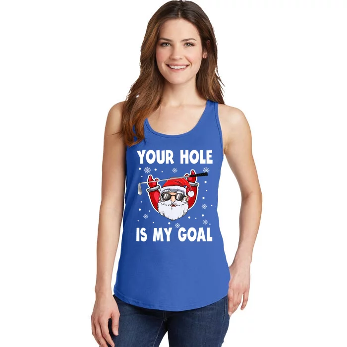 Your Hole Is My Goal Funny Santa Claus Golf Christmas Quotes Gift Ladies Essential Tank