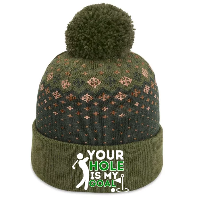 Your Hole Is My Goal Golf Player Golfing Humor Pun The Baniff Cuffed Pom Beanie