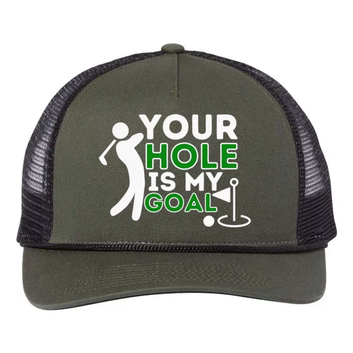 Your Hole Is My Goal Golf Lovers Novelty Gifts Retro Rope Trucker Hat Cap