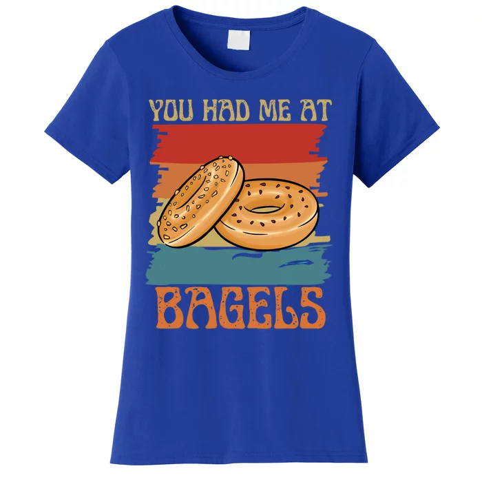 You Had Me At Bagels Funny Bagel Lover Retro Vintage Art Gift Women's T-Shirt