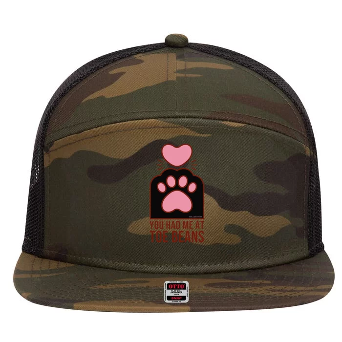 You Had Me At Toe Beans Black Cat Paw 7 Panel Mesh Trucker Snapback Hat