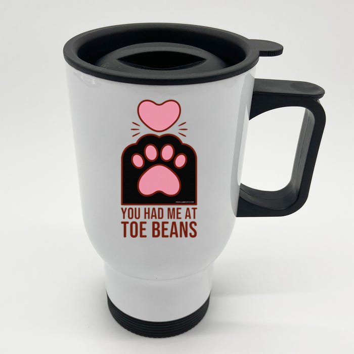 You Had Me At Toe Beans Black Cat Paw Front & Back Stainless Steel Travel Mug