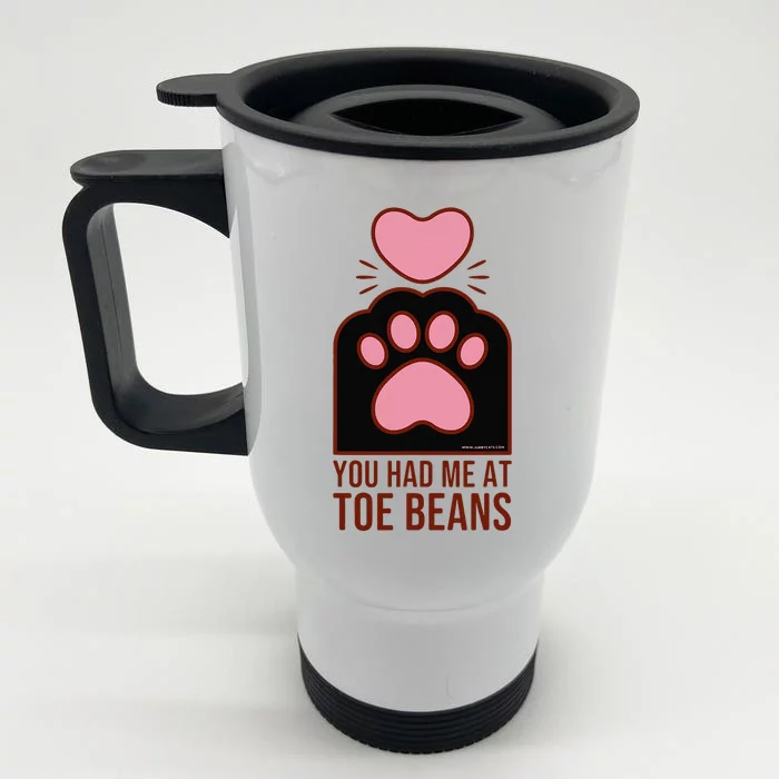 You Had Me At Toe Beans Black Cat Paw Front & Back Stainless Steel Travel Mug