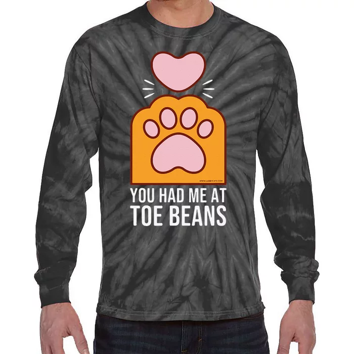 You Had Me At Toe Beans Orange Tabby Ginger Cat Paw Tie-Dye Long Sleeve Shirt