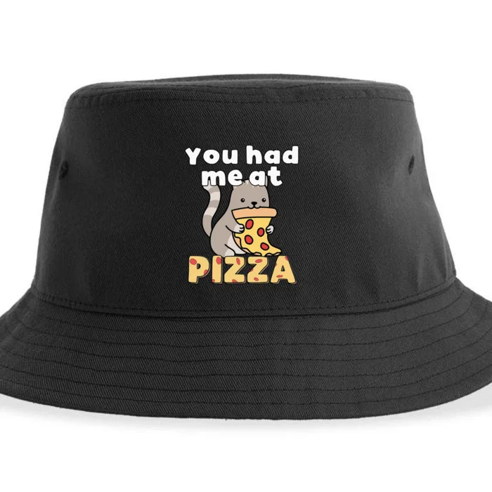 You Had Me At Pizza Cute Cat Eating Pepperoni Pizza Sustainable Bucket Hat