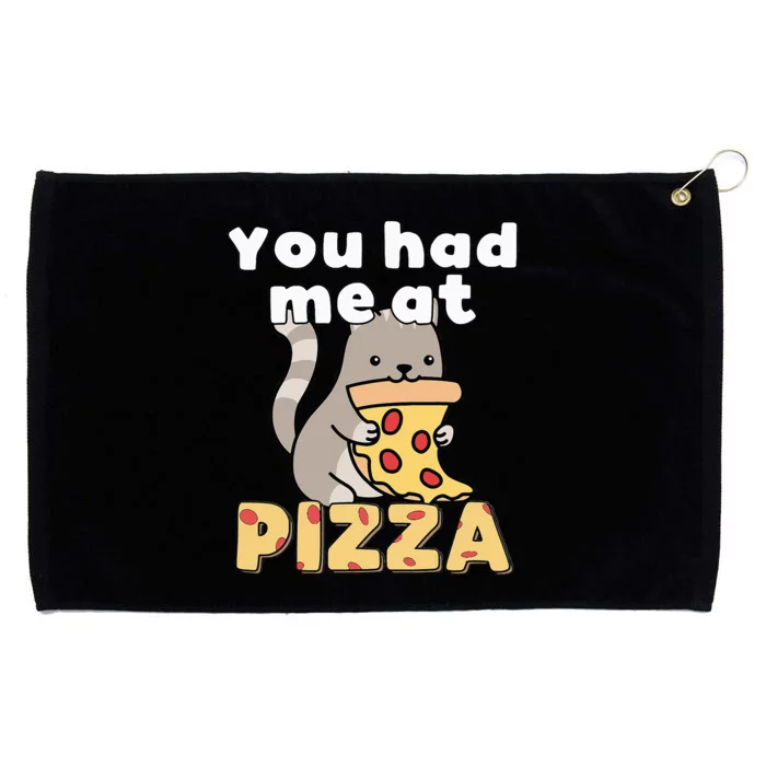 You Had Me At Pizza Cute Cat Eating Pepperoni Pizza Grommeted Golf Towel