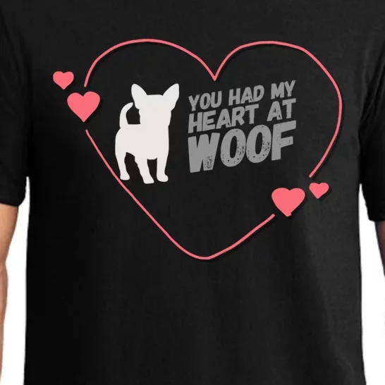 You Had My Heart At Woof White Dog Pink Heart Graphic Cool Gift Pajama Set