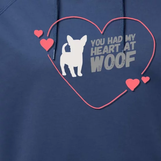 You Had My Heart At Woof White Dog Pink Heart Graphic Cool Gift Performance Fleece Hoodie