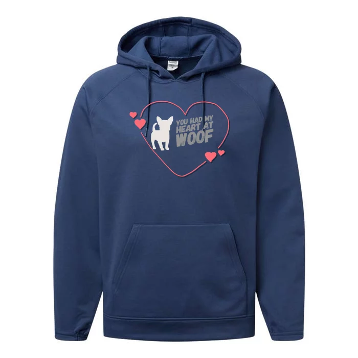 You Had My Heart At Woof White Dog Pink Heart Graphic Cool Gift Performance Fleece Hoodie