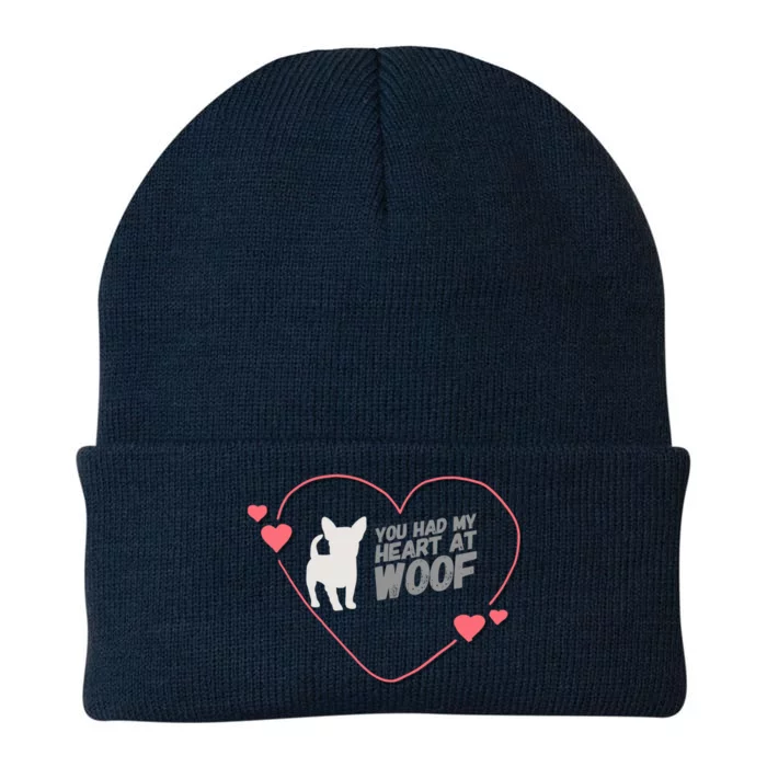 You Had My Heart At Woof White Dog Pink Heart Graphic Cool Gift Knit Cap Winter Beanie