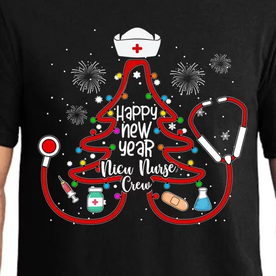 Y1qb Happy New Year Nicu Nurse Crew Christmas Nursing Tree Gift Pajama Set