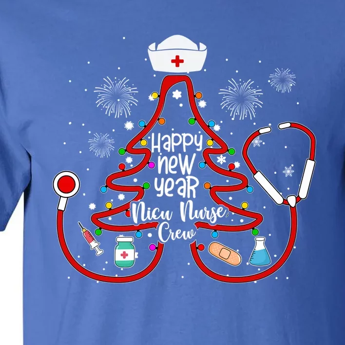 Y1qb Happy New Year Nicu Nurse Crew Christmas Nursing Tree Gift Tall T-Shirt