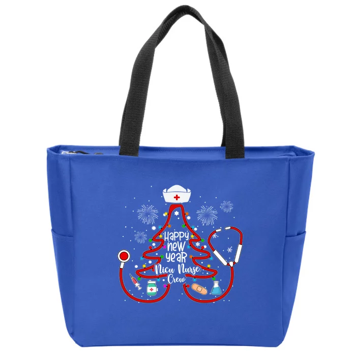 Y1qb Happy New Year Nicu Nurse Crew Christmas Nursing Tree Gift Zip Tote Bag