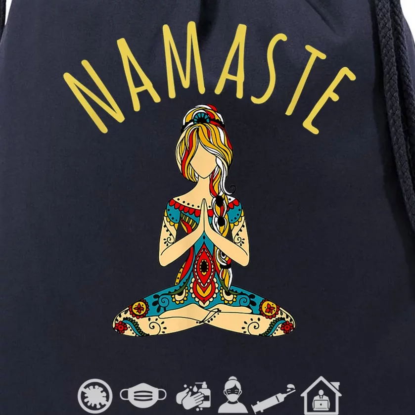 Yoga Hippie Namaste Graphic Tee For Mom Mothers Day Gift Drawstring Bag