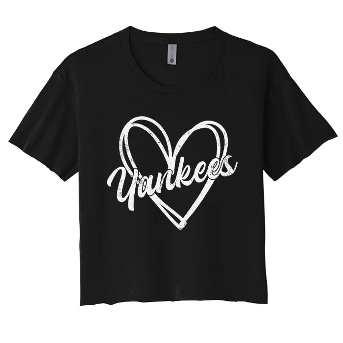 Y.A.N.K.E.E.S Heart New York Baseball Fans Women's Crop Top Tee