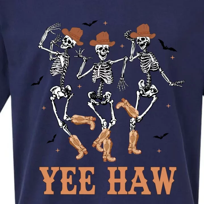 Yee Haw Skeleton Dancing Cow Boots Howdy Western Rodeo Gift Sueded Cloud Jersey T-Shirt