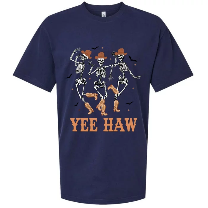 Yee Haw Skeleton Dancing Cow Boots Howdy Western Rodeo Gift Sueded Cloud Jersey T-Shirt