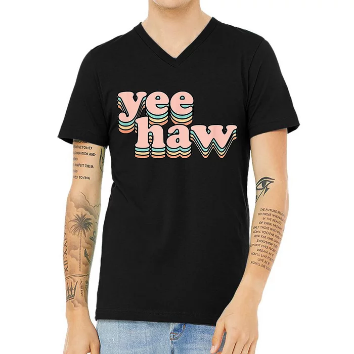 Yeehaw Howdy Space Cow V-Neck T-Shirt