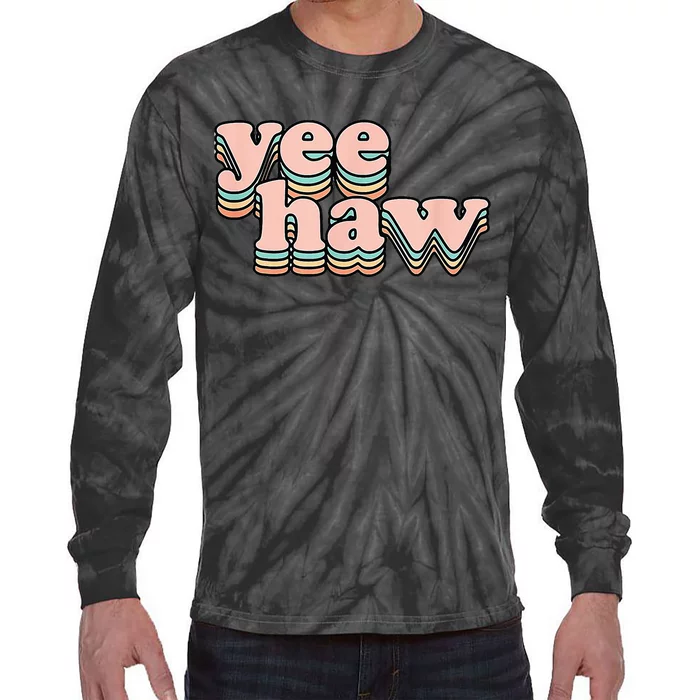 Yeehaw Howdy Space Cow Tie-Dye Long Sleeve Shirt