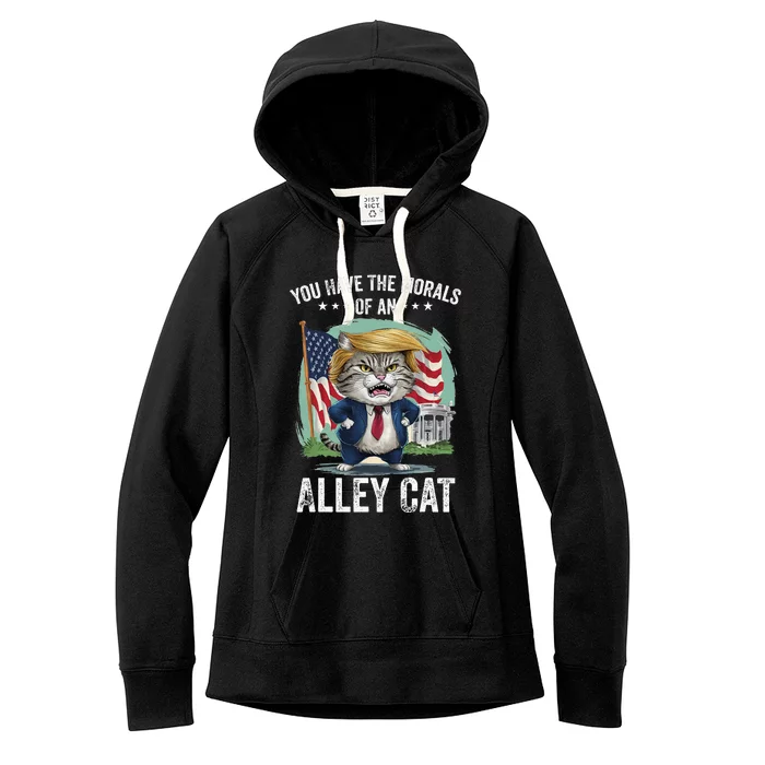 You Have The Morals Of An Alley Cat Funny Biden Joke Women's Fleece Hoodie