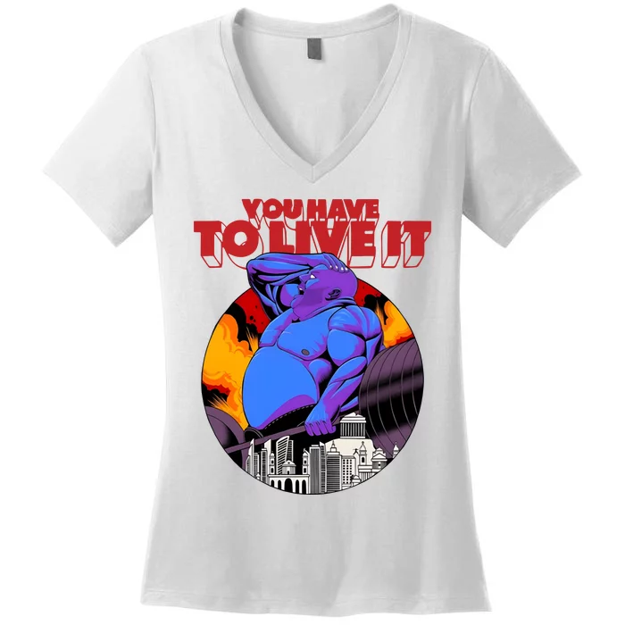 You Have To Live It Kyriakos Grizzly Women's V-Neck T-Shirt