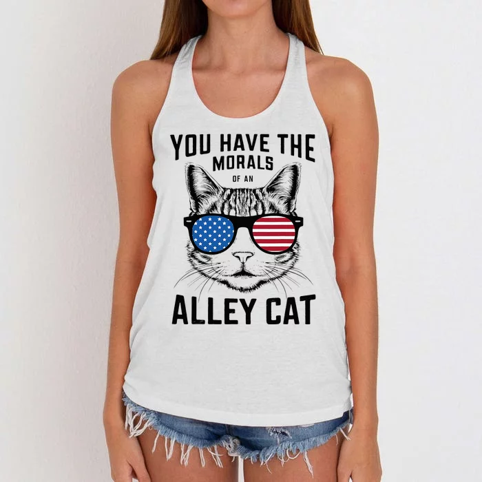 You Have The Morals Of An Alley Cat Funny Joke Women's Knotted Racerback Tank