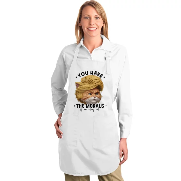 You Have The Morals Of An Alley Cat Joke Meme Full-Length Apron With Pocket