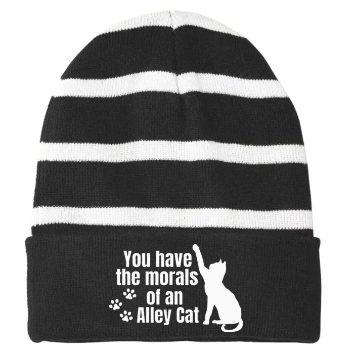 You Have The Morals Of An Alley Cat Striped Beanie with Solid Band