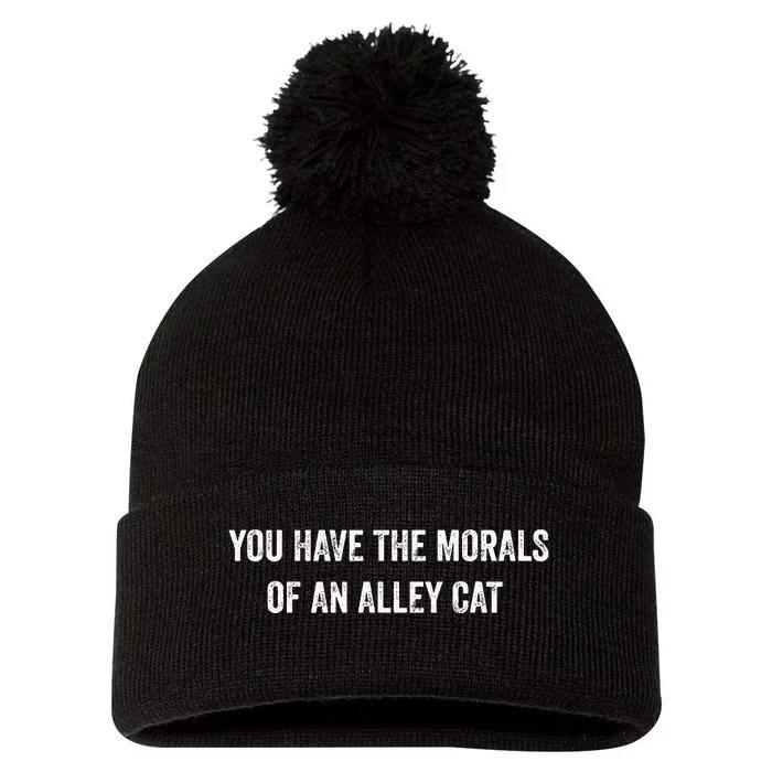 You Have The Morals Of An Alley Cat Funny Debate Pom Pom 12in Knit Beanie