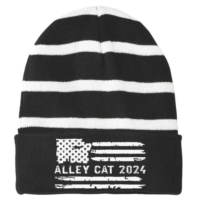 You Have The Morals Of An Alley Cat Debate 2024 Striped Beanie with Solid Band