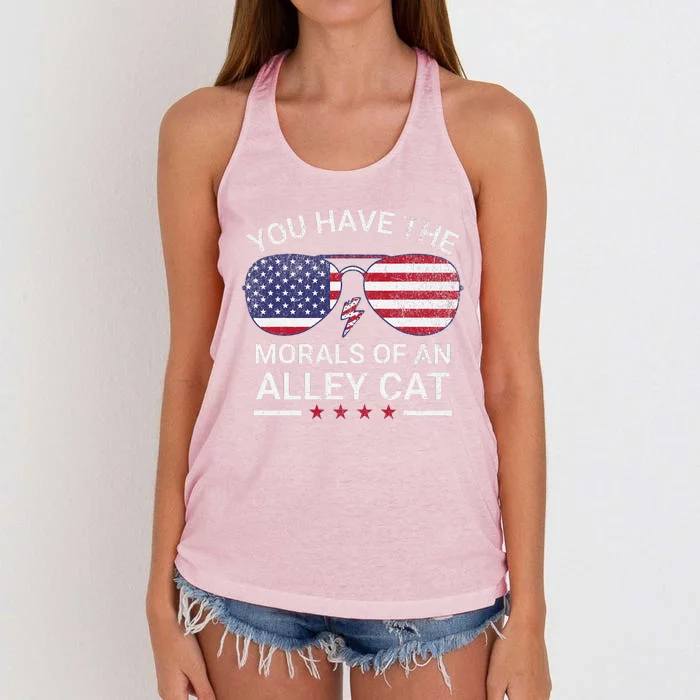 You Have The Morals Of An Alley Cat Funny Joke Women's Knotted Racerback Tank