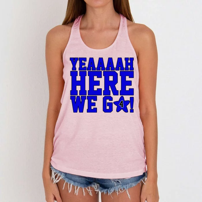 Yeah Here We Go Dallas Football Sport Women's Knotted Racerback Tank