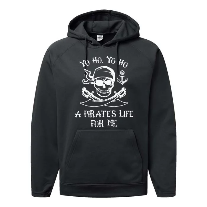 Yo Ho Yo Ho A Pirates Life For Me Spooky Skeleton Pirate Performance Fleece Hoodie